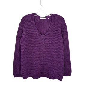 Rich & Royal V-Neck wool Sweater in rich purple XS